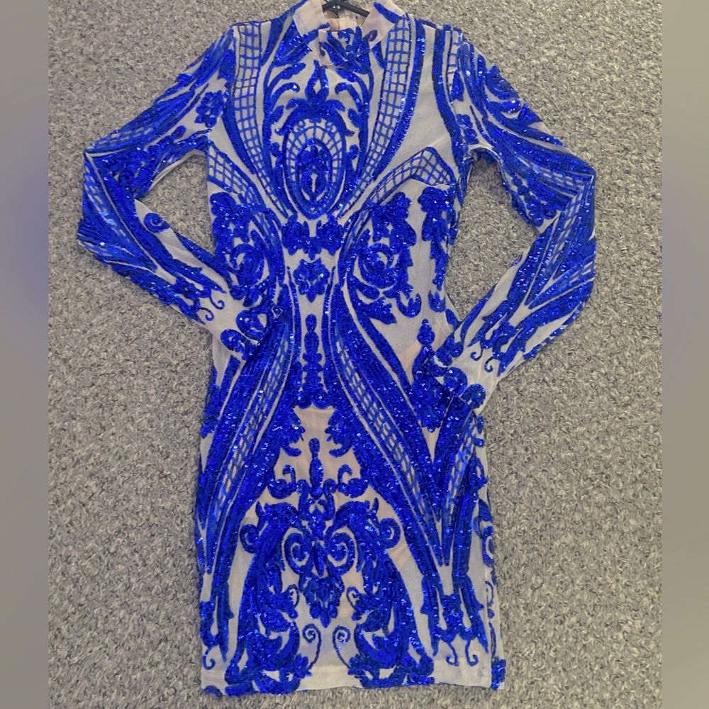 Fashion Nova blue sequin dress